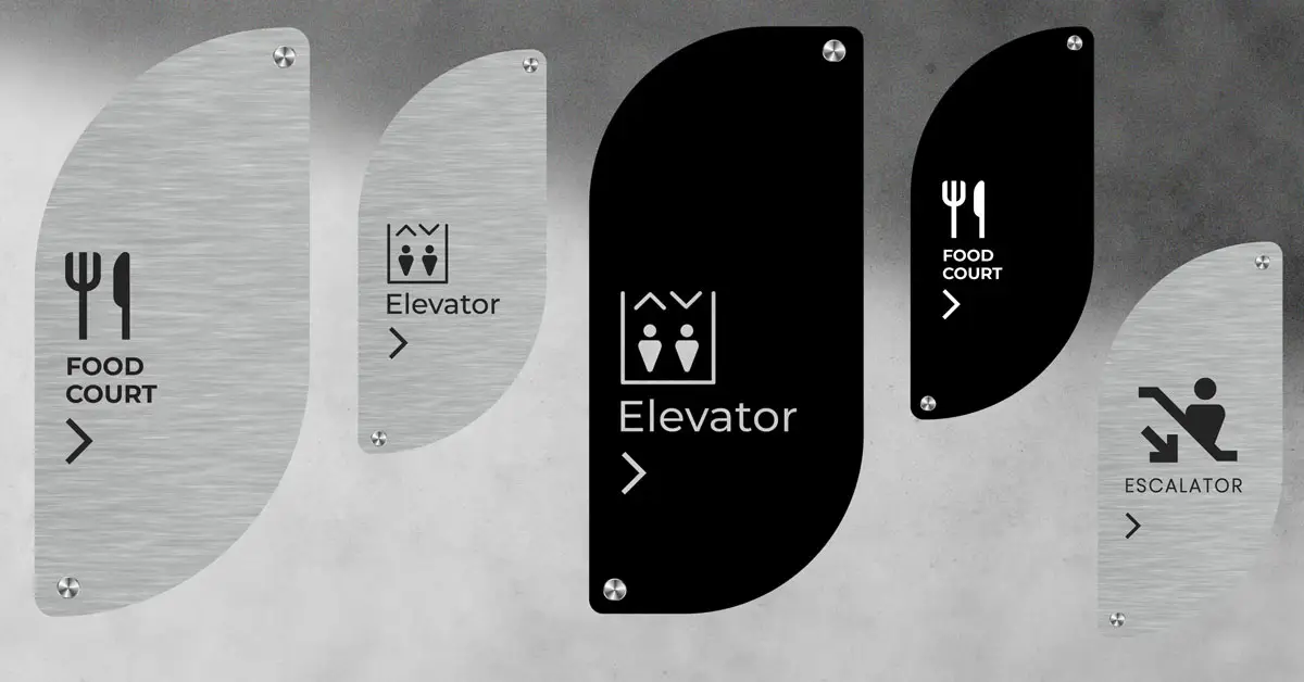 Premium ACM directional signs with arrows for South African commercial properties featuring high-contrast wayfinding design